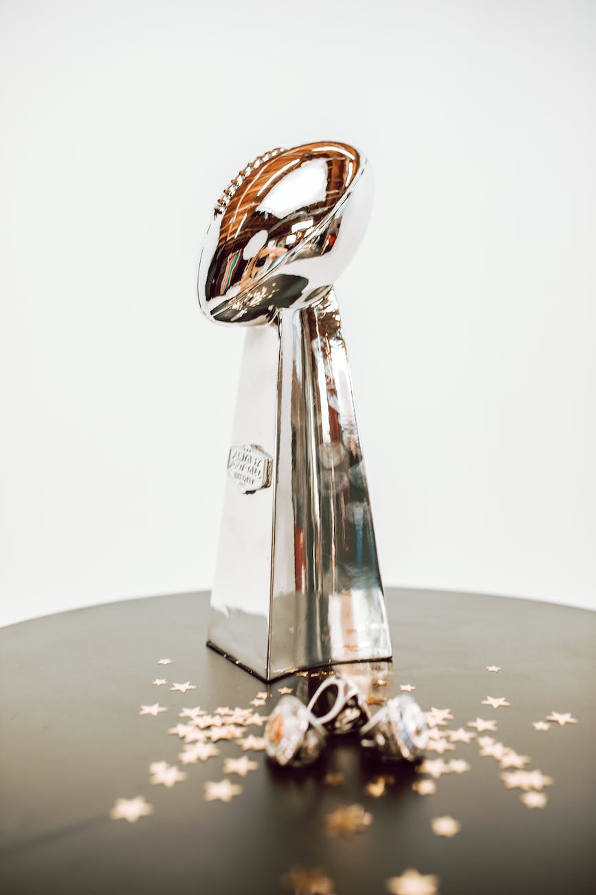 Picture of the NFL Lombardi trophy given to the winner of the Super Bowl.