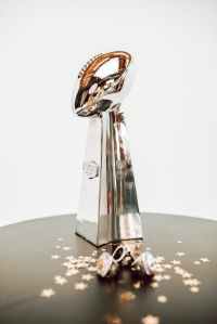 A replica of the Superbowl trophy